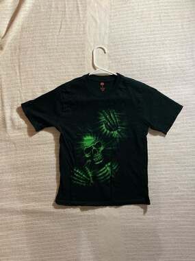 Happy Halloween Boys Black Glow In The Dark Skull T-Shirt